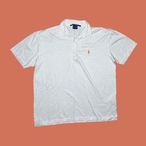 Ralph Lauren Golf Women's Small White Orange Polka Dot Polo Shirt PS